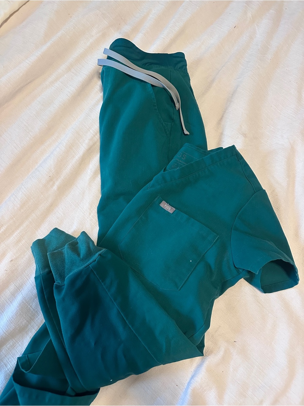 Figs Teal Jogger set with Drawstring- hunter green XXSP